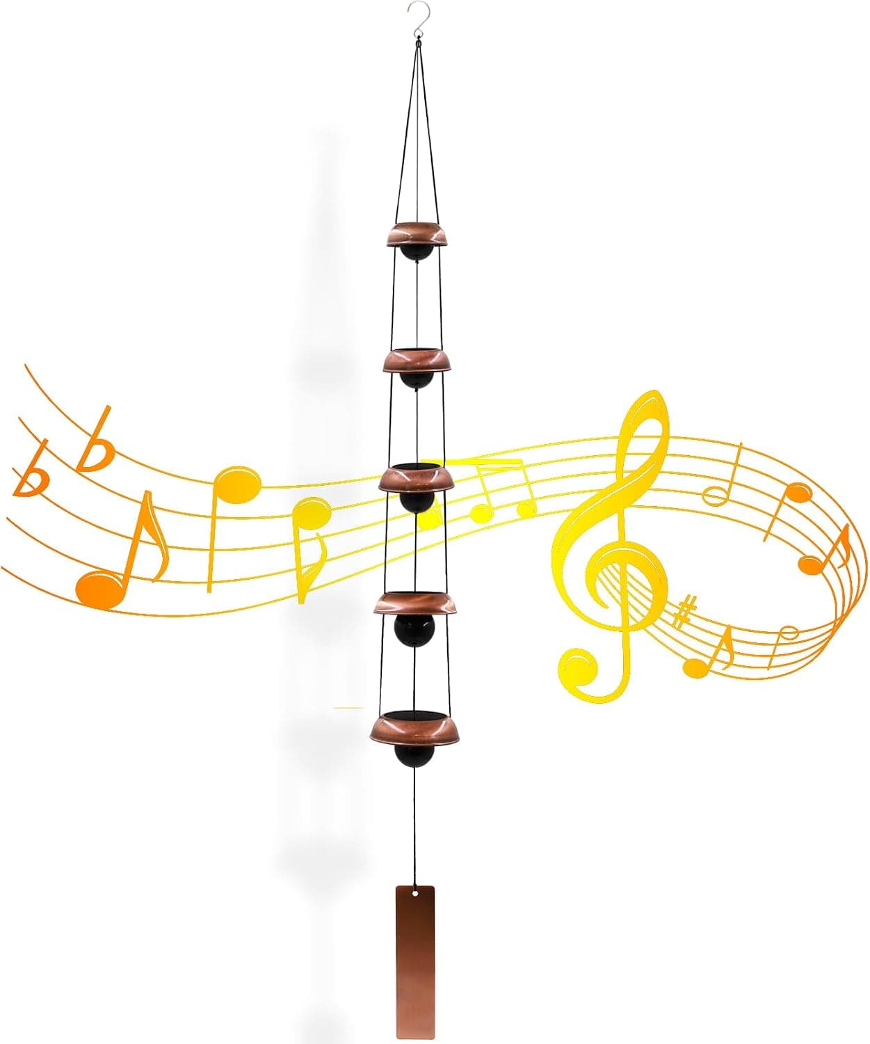 Wind Chimes for Outside with 5 Bell Unique Copper Musical Chimes Feng Shui Wi...