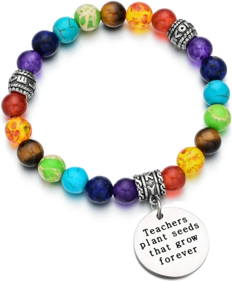 PDOUSELF Teacher Appreciation Gifts Bracelets 7 Chakra Healing Beads Bracelet...