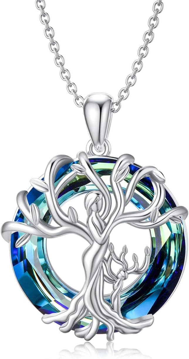 TOUPOP Gifts for Mom Mother and Daughter Son Necklace Sterling Silver Tree of...