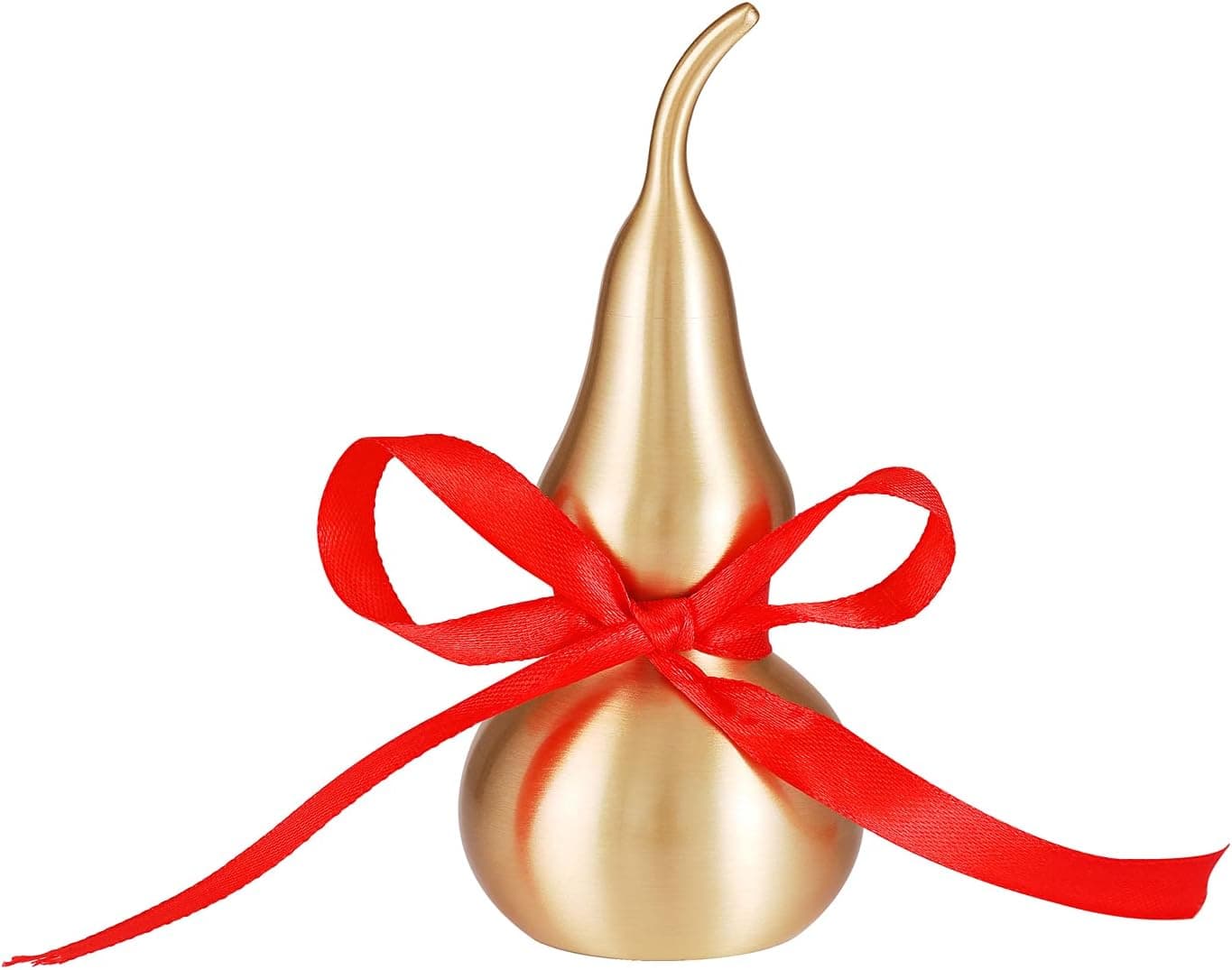 PAKUNDAS Feng Shui Decor - Brass Wu Lou Gourd with Red Luck Strip for Ideal H...