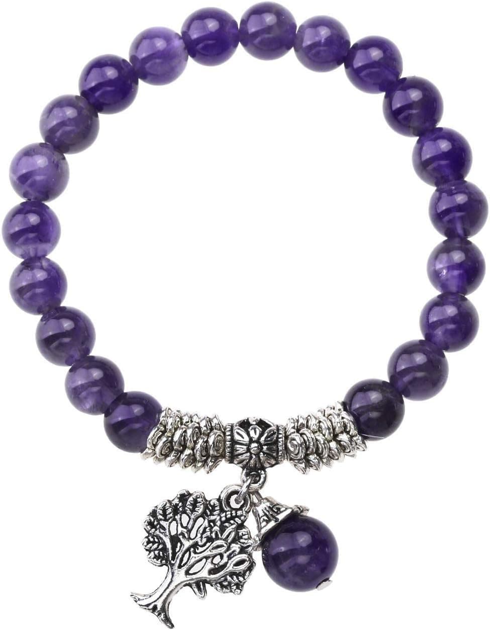 Jovivi 8MM Purple Amethyst Natural Gemstone Healing Crystals Point Life Tree ...