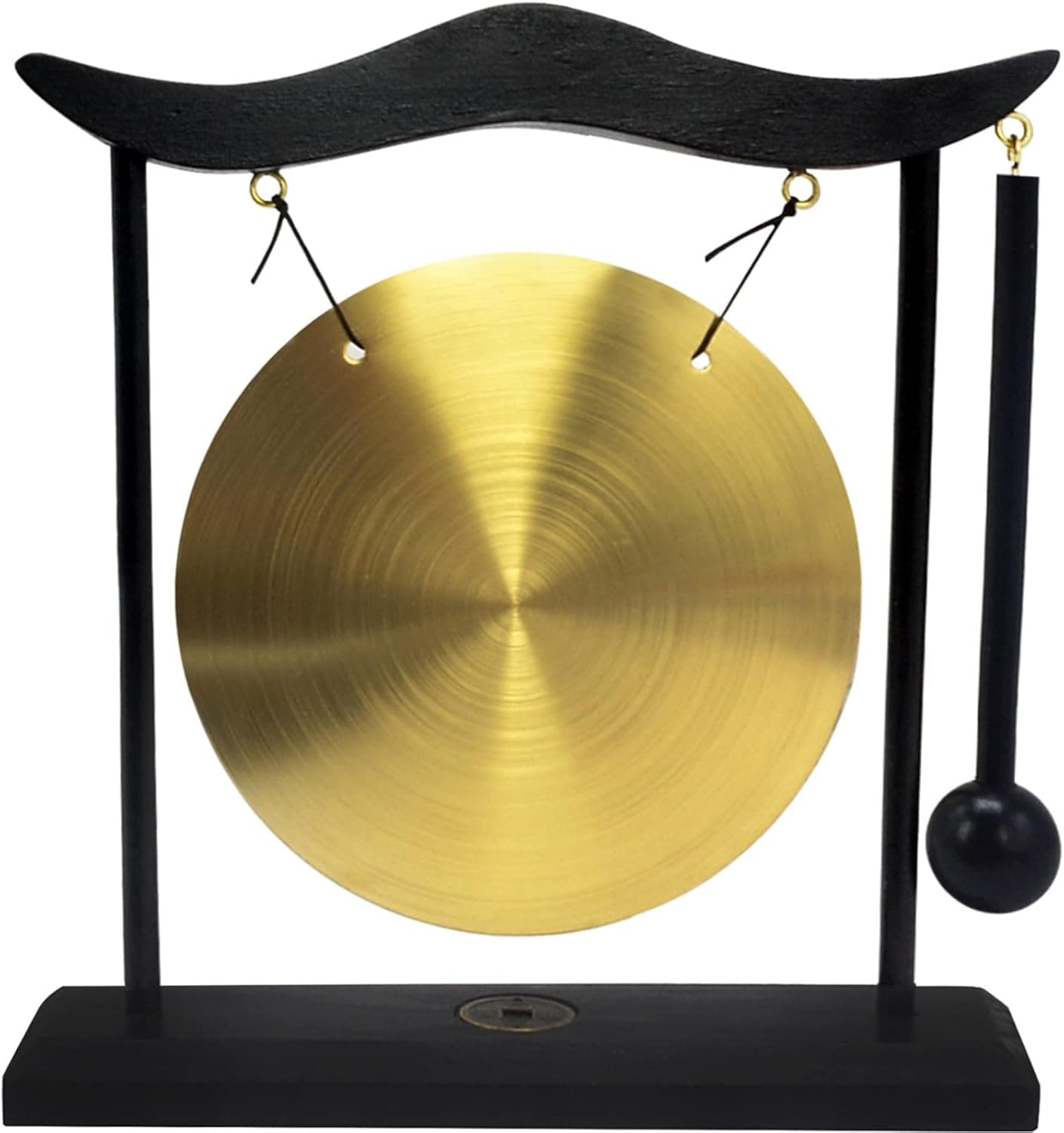 Feng Shui Brass Gong Desktop Zen Art for Fortune + Free Red String Bracelet H...