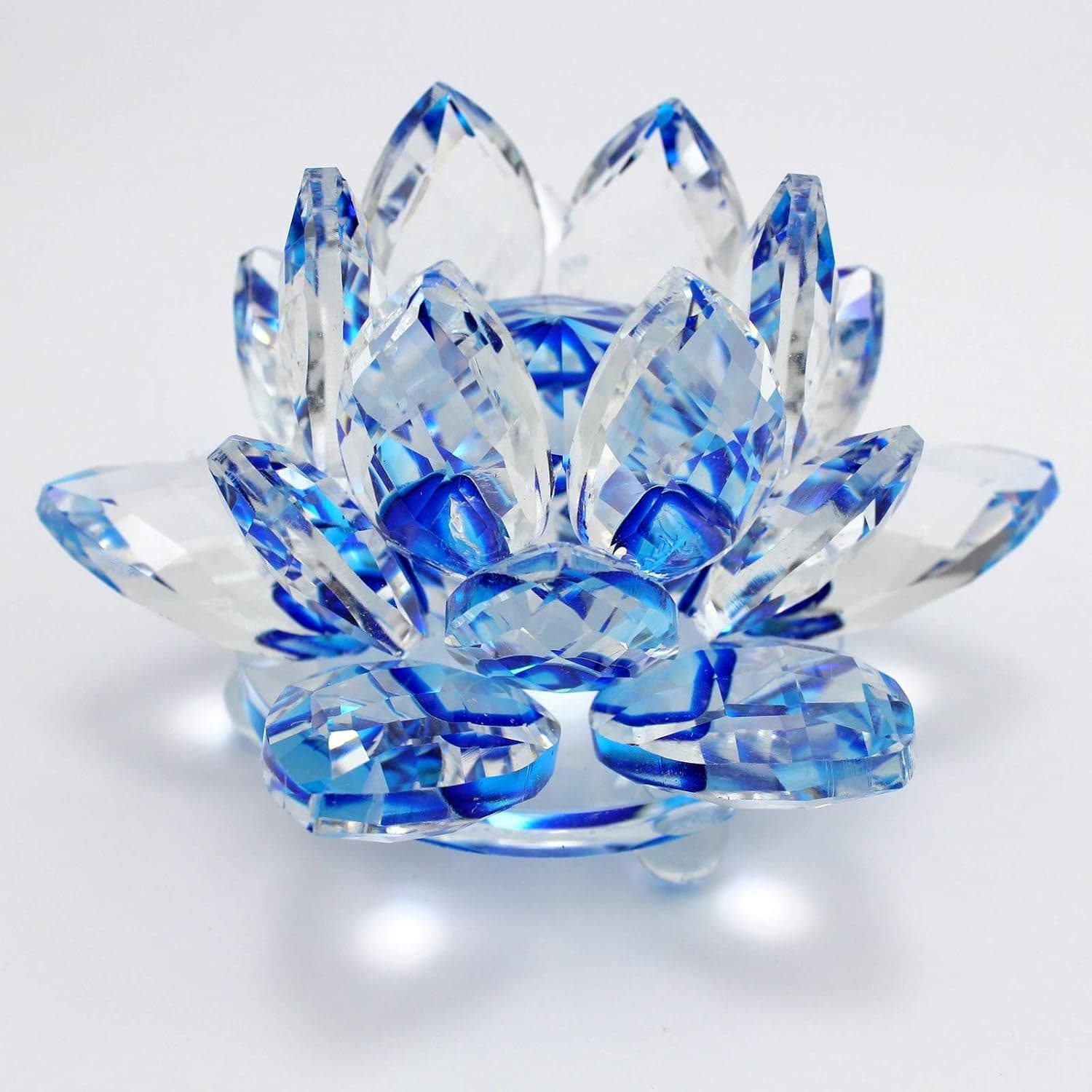TENGFENG Sparkle Crystal Lotus Flower - 4'' Hue Reflection Clear Crystal Blue...