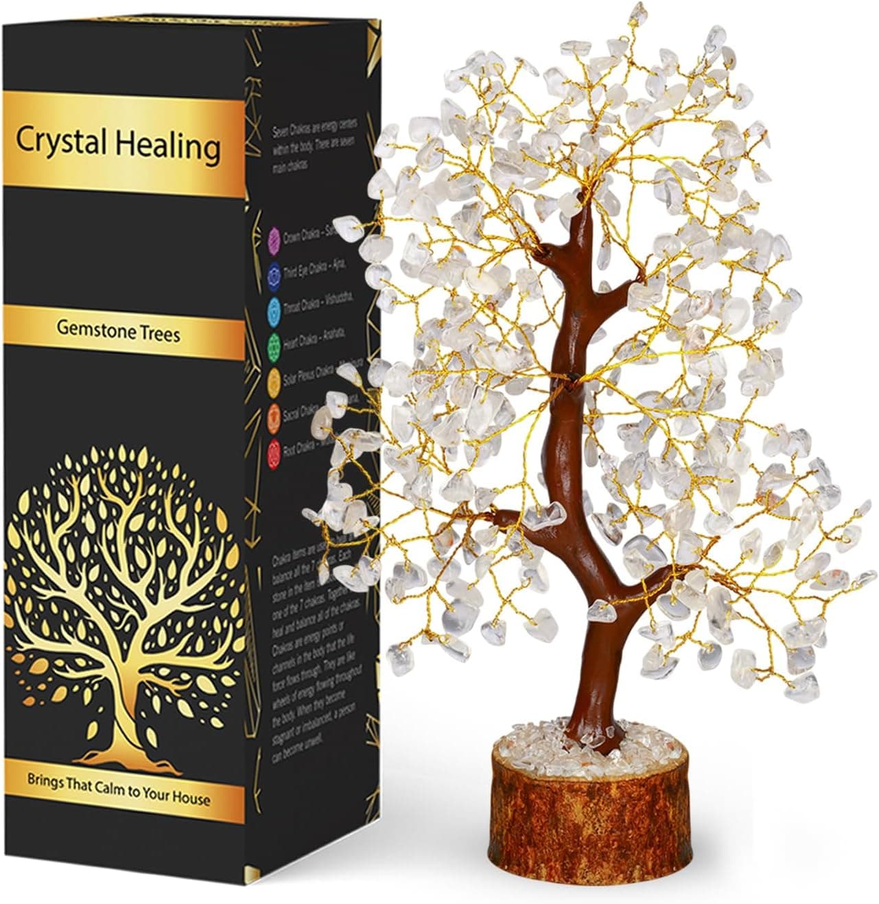 NARIBABU Clear Quartz Crystal Tree, Healing Crystals Gem Tree, Gifts for Wome...