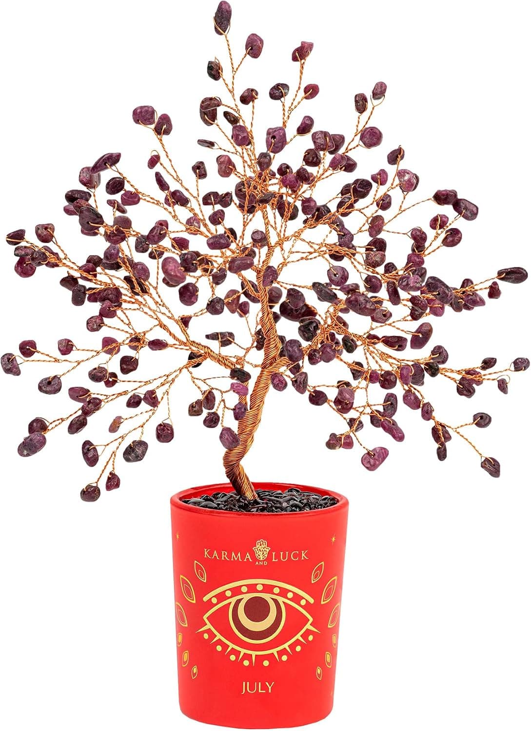 Karma and Luck July Birthstone Crystal Tree of Life, Ruby Gemstone Feng Shui ...