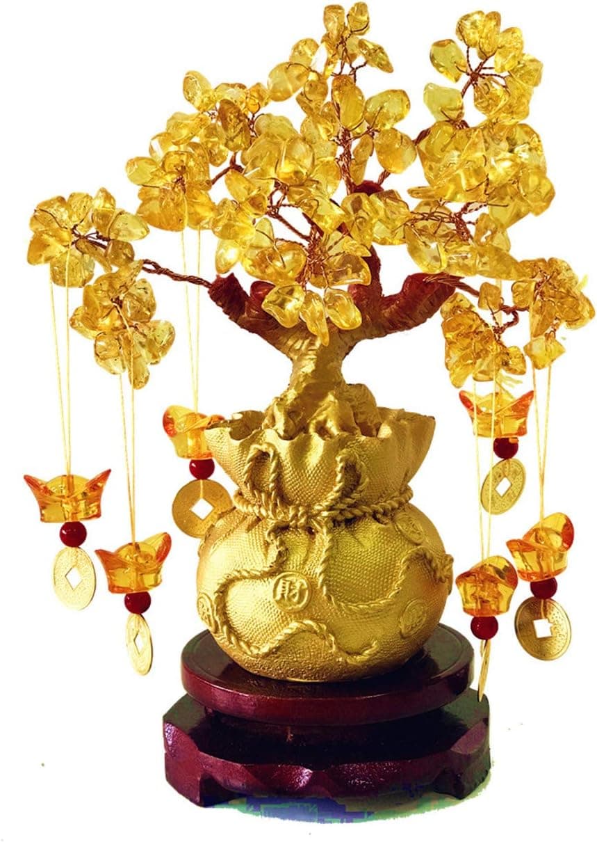 Picmoo Feng Shui Citrine Money Tree and Crystal Faucet Tree - Chinese Dragon ...