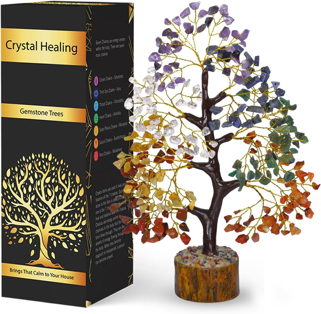 NARIBABU 7 Chakra Tree of Life, Crystal Tree, Crystals and Gemstones, Healing...