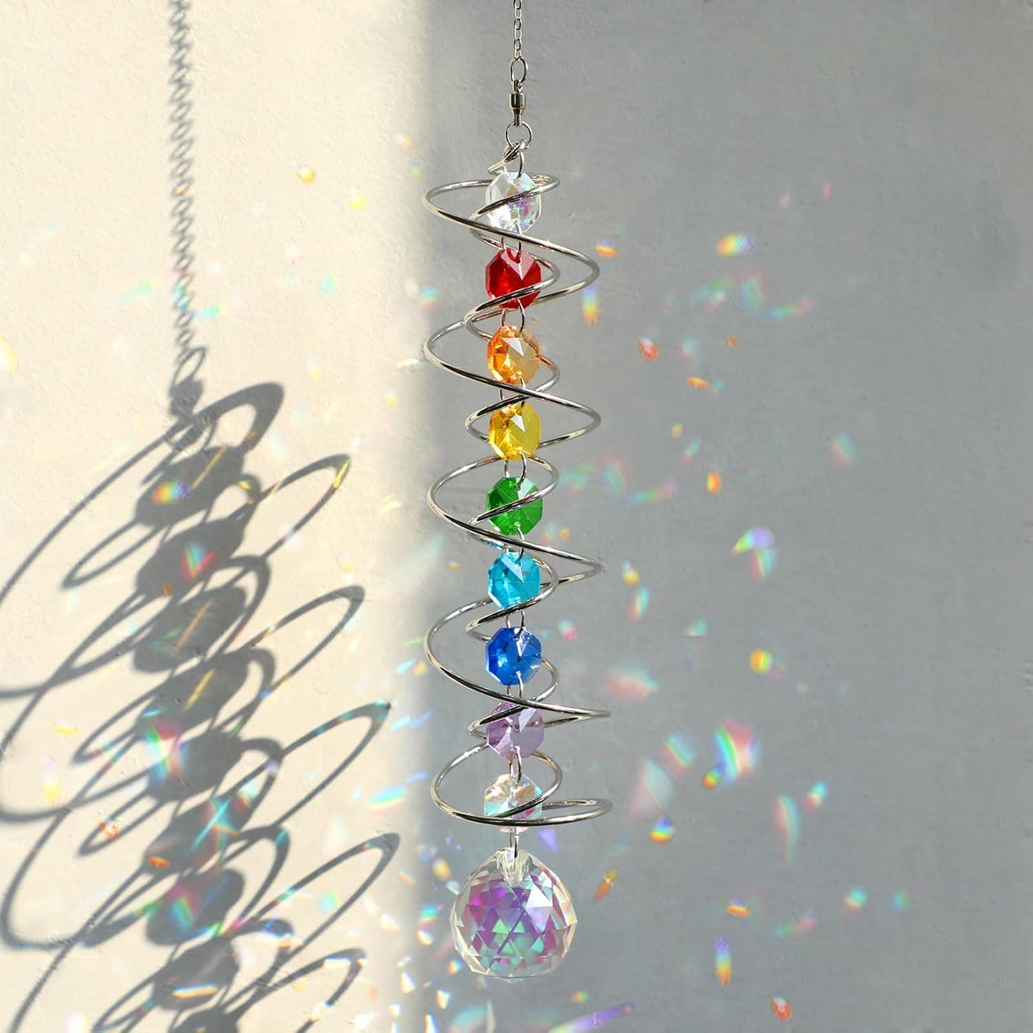 GWAHSA Suncatcher Wind Spinner Gazing Ball Spiral Tail, Crystal Sun Catchers ...