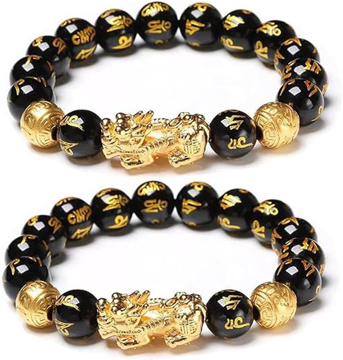 FengShui Bracelet for Men Women Wealth Good Luck Bracelet Black Obsidian Budd...