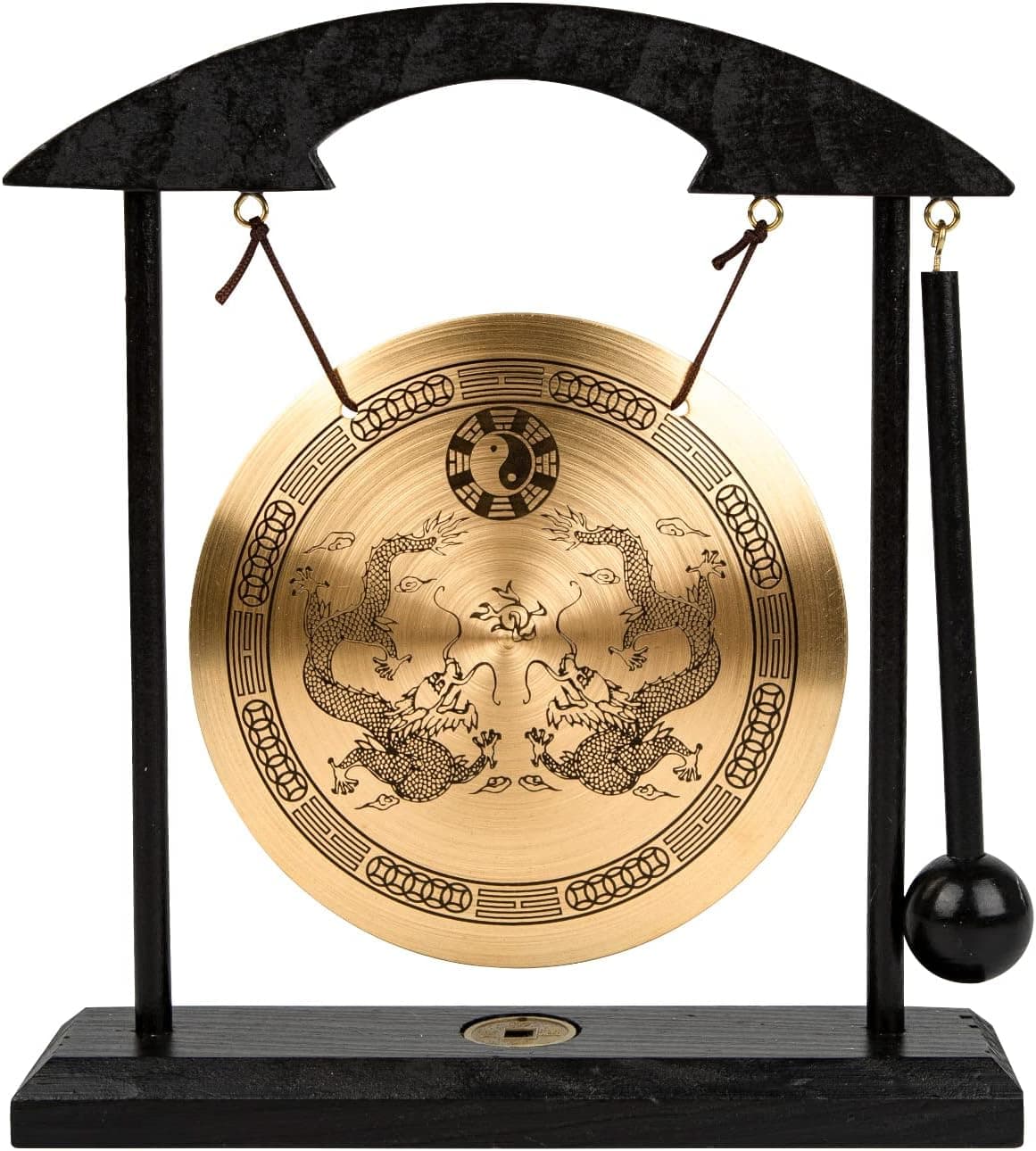 Zen Art Tabletop Brass Gong Feng Shui Desk Bell for Meditation Home Office