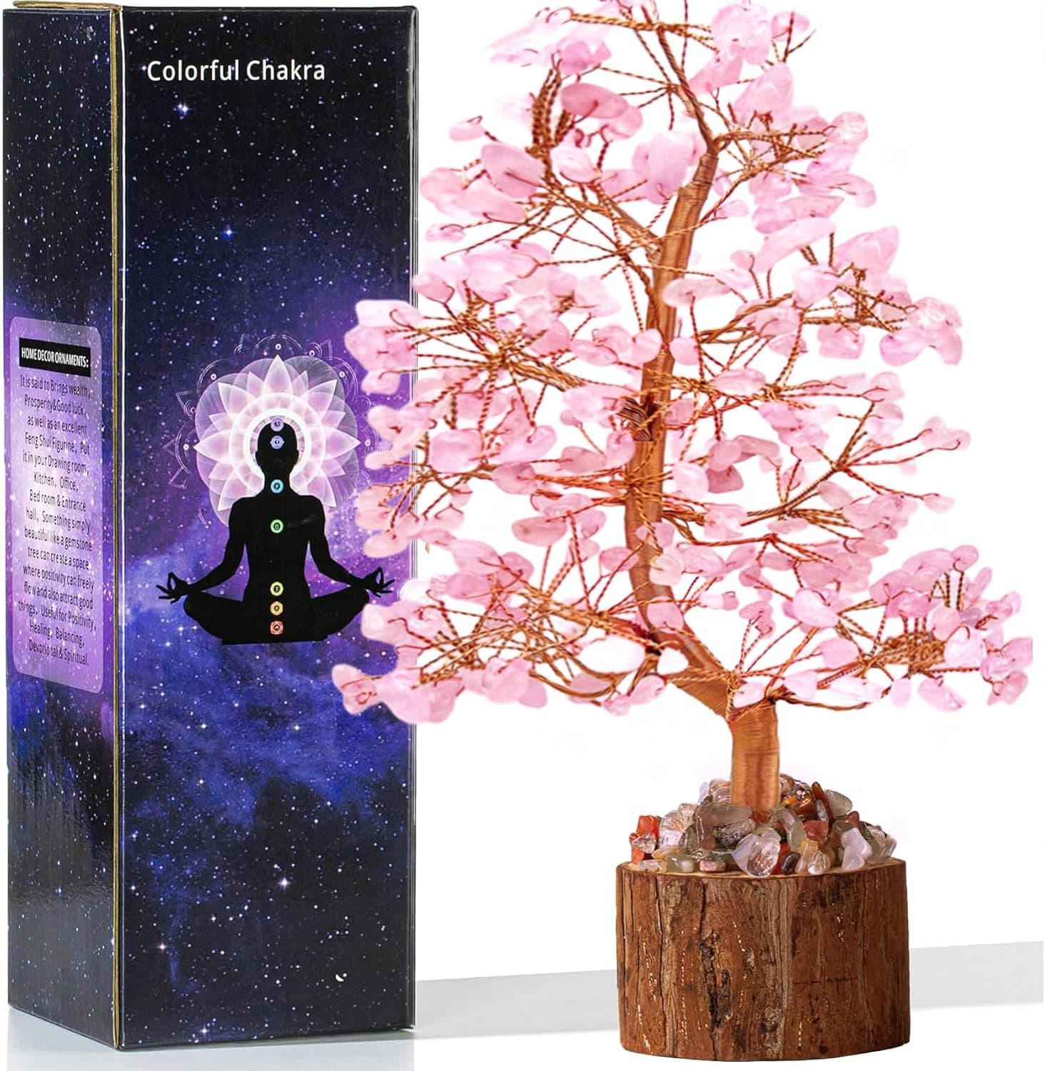 Tizzomx Crystal Healing Chakra Tree of Life Rose Quartz, Sister Women Mom Bir...