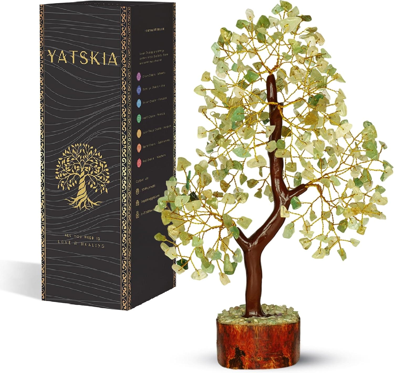 Green Jade Stone - Tree of Life, Bonsai Jade Tree, Crystal Tree, Artificial T...