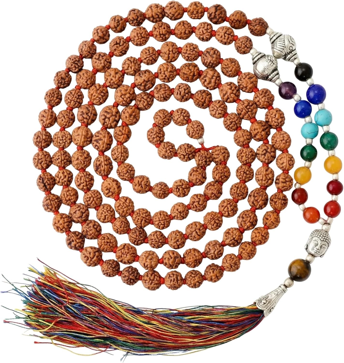 LOVENSPIRE 108 Beads Rudraksha Mala With 7 Chakra Healing Crystal Gemstones -...