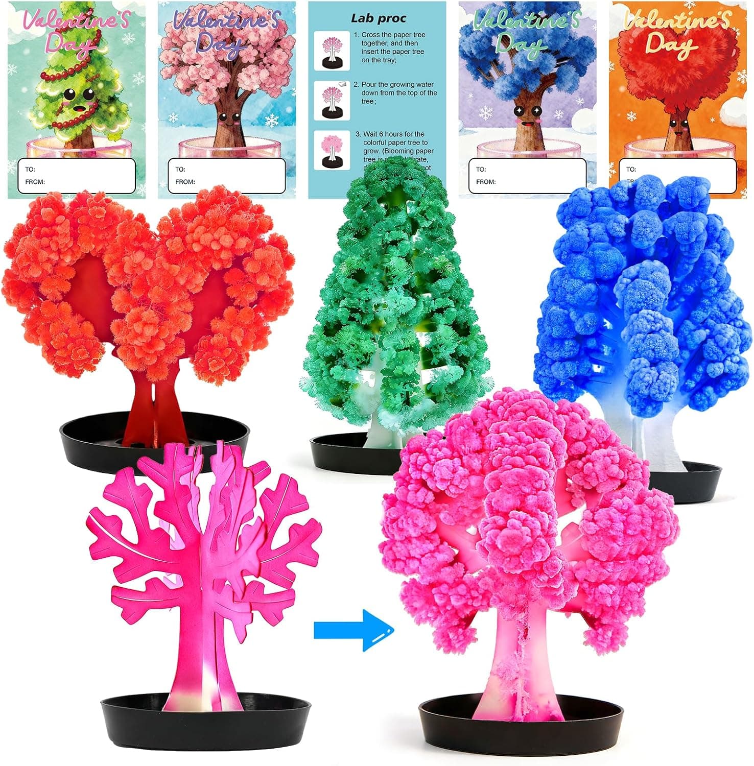 Ppotyo 24 Pack Growing Crystal Trees Kit With Greeting Cards for Kids STEM Sc...