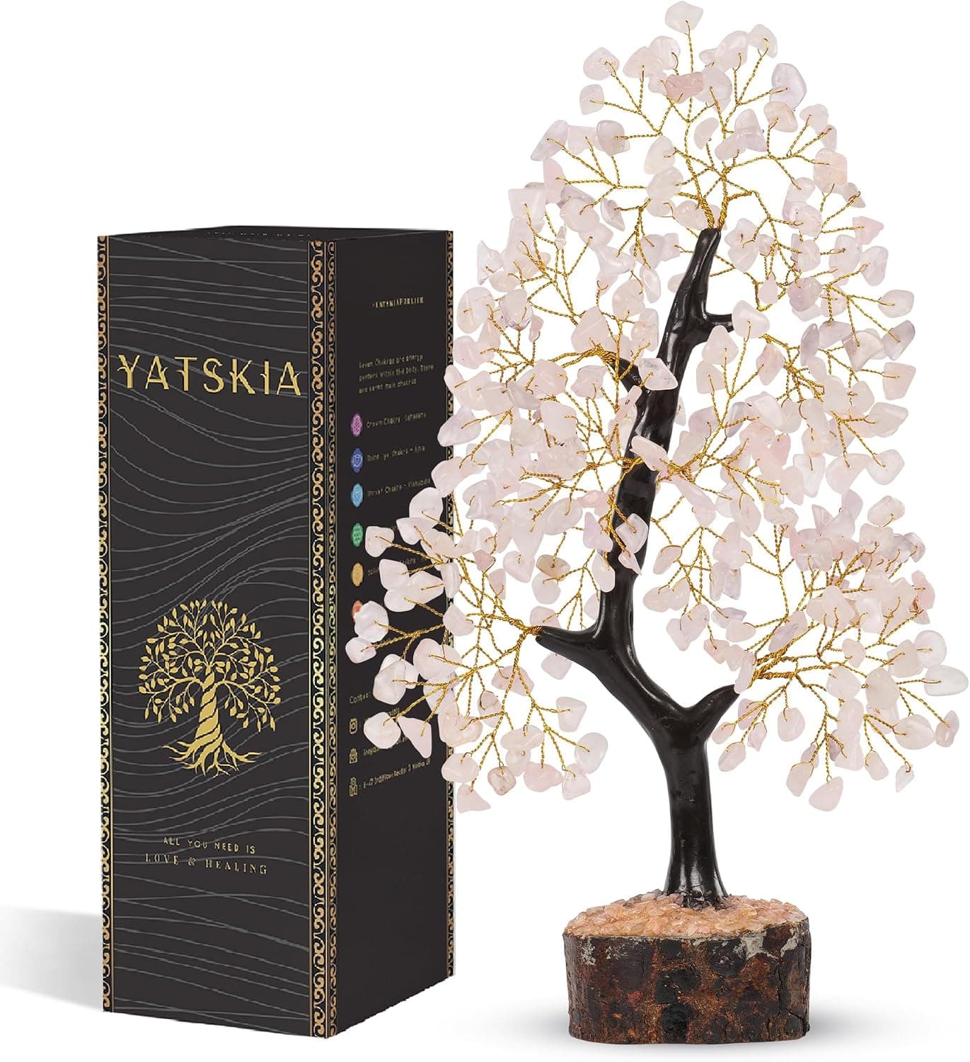 Rose Quartz Crystal Tree of Life - Chakra and Reiki Decor, Healing Gifts for ...