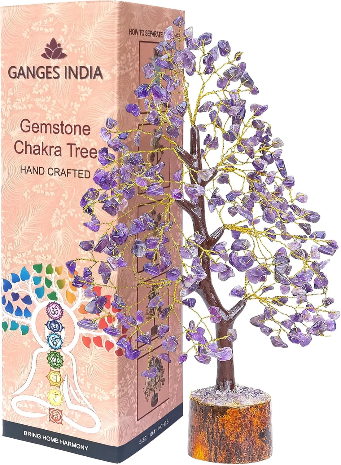 Gangesindia® Amethyst Crystal Healing Chakra Tree of Life, Gemstone Feng Shui...