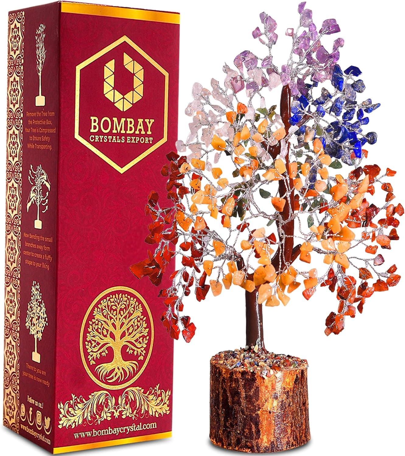 7 Chakra Crystal Tree of Life – Handmade Healing Gemstone Bonsai for Positive...
